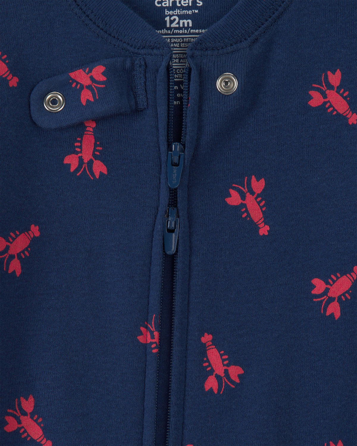 Pijama De Algodón De Ajuste Ceñido Con Langostas Azul - Multi