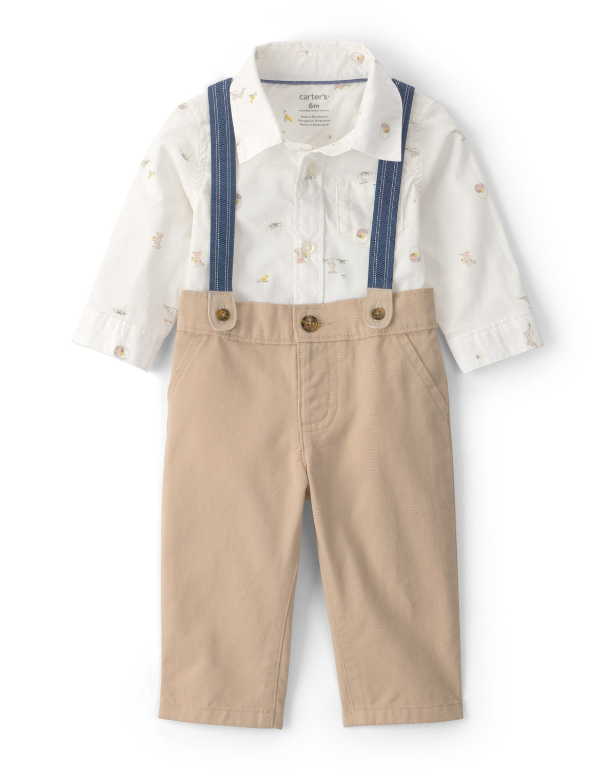 Conjunto De 2 Piezas Con Pañalero Y Pantalón Conejo - Blanco