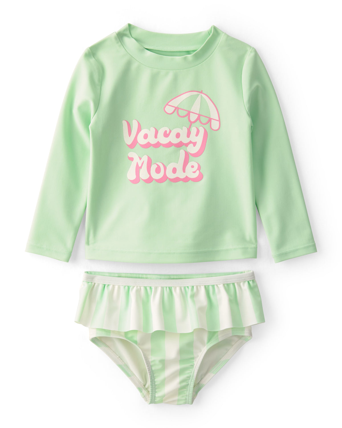 Traje de Baño de 2 Piezas con Rashguard 'Vacay Mode' - Verde