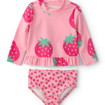 Traje De Baño De 2 Piezas Con Playera Para Nadar Con Fresas - Multi