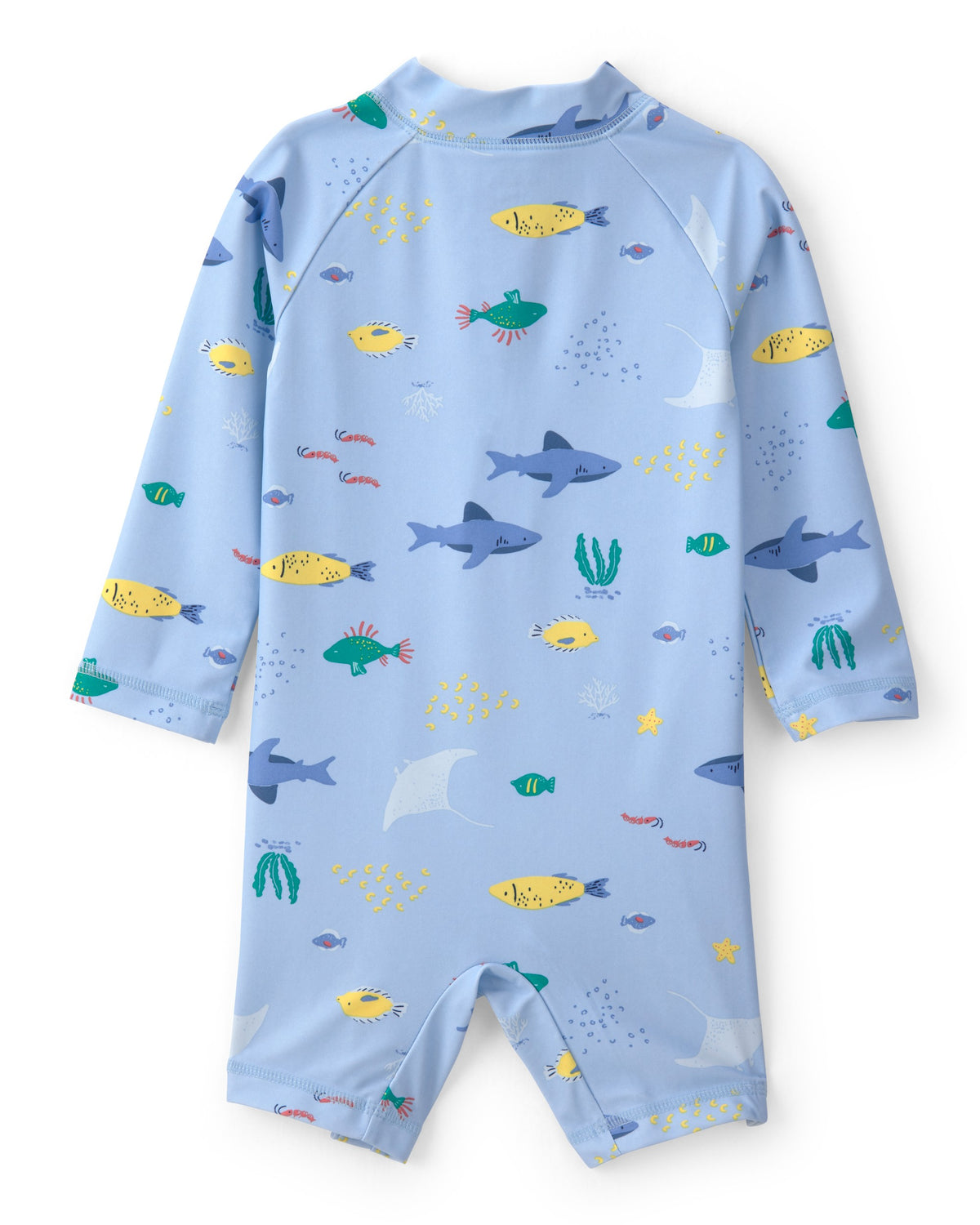 Traje De Baño De 1 Pieza De Protección Solar Con Peces Azul - Multi