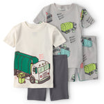 Pijama de 4 Piezas de Algodón 100% Manga Corta - Camión de Basura - Gris