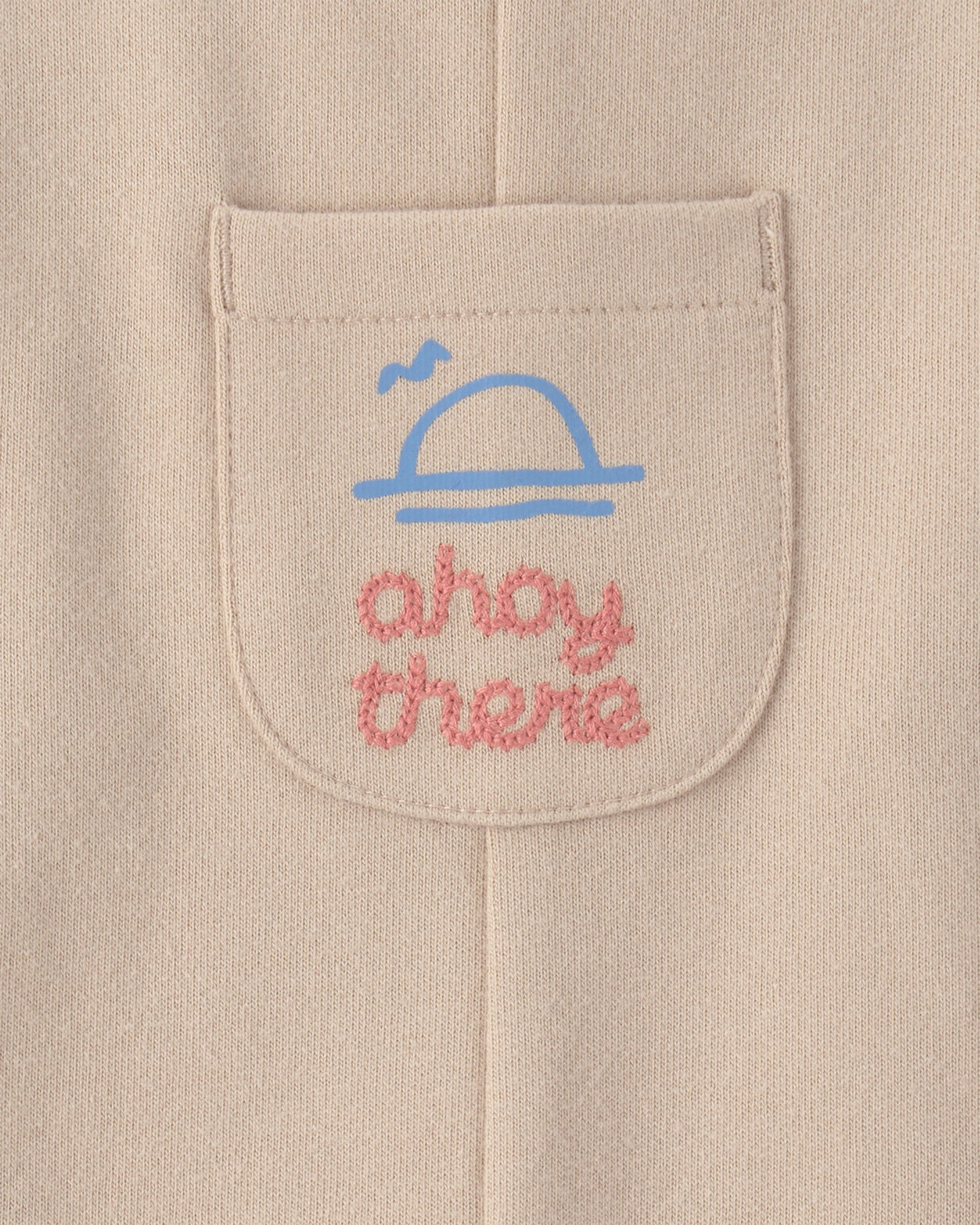 Conjunto de 2 piezas camisa y overol corto - Beige