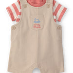 Conjunto de 2 piezas camisa y overol corto - Beige
