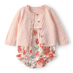 Conjunto de 2 Piezas Cárdigan y Pañalero Floral - Rosado