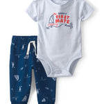Conjunto de Pañalero y Pantalón 'Daddy's First Mate' - Azul