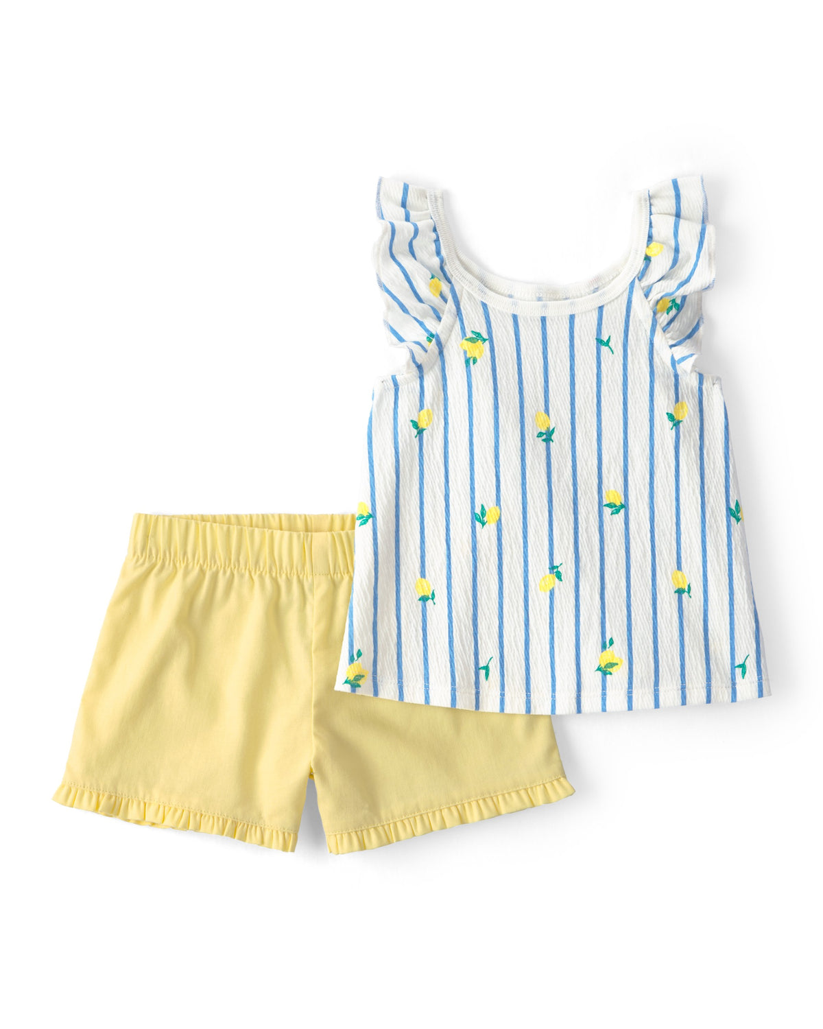 Conjunto de Blusa y Short a Rayas de Limones - Amarillo/Azul/Blanco