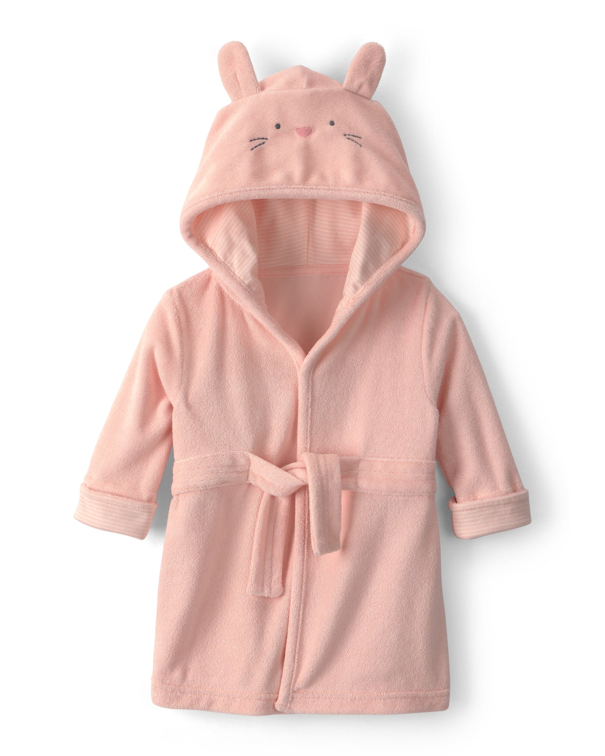 Bata de Felpa Francesa con Capucha de Conejito en  Rosa