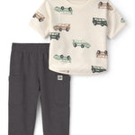 Conjunto De 2 Piezas Con Playera Y Pantalón De Carritos - Blanco