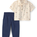 Conjunto De 2 Piezas De Camisa De Manga Corta Y Short - Beige