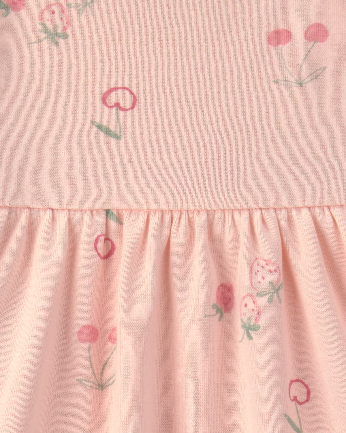 Paquete de 2 vestidos con pañalero integrado de manga corta - Fresas rosado