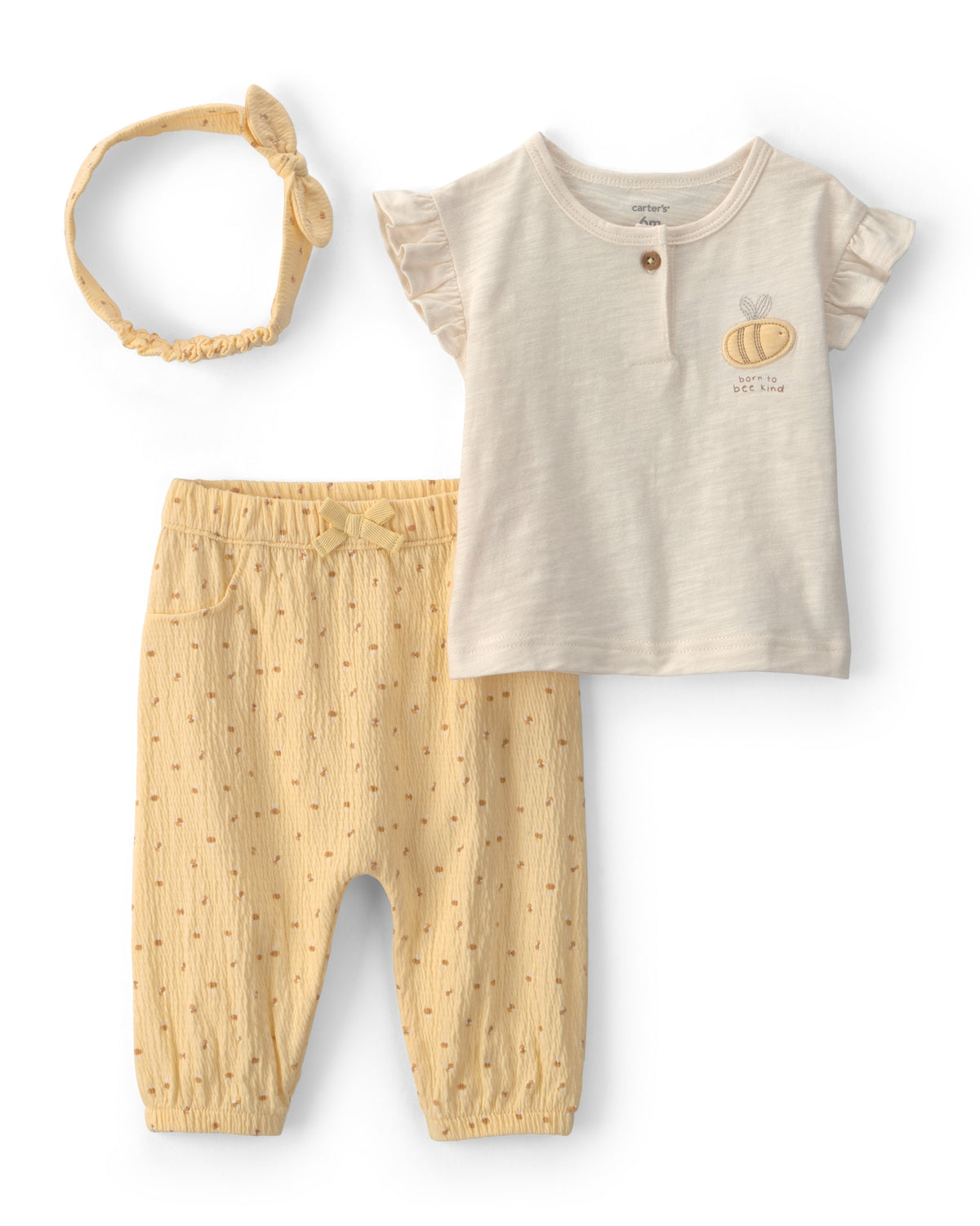 Conjunto de 3 Piezas Blusa y Pantalón de Abeja - Amarillo