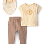 Conjunto de 3 Piezas Blusa y Pantalón de León - Café