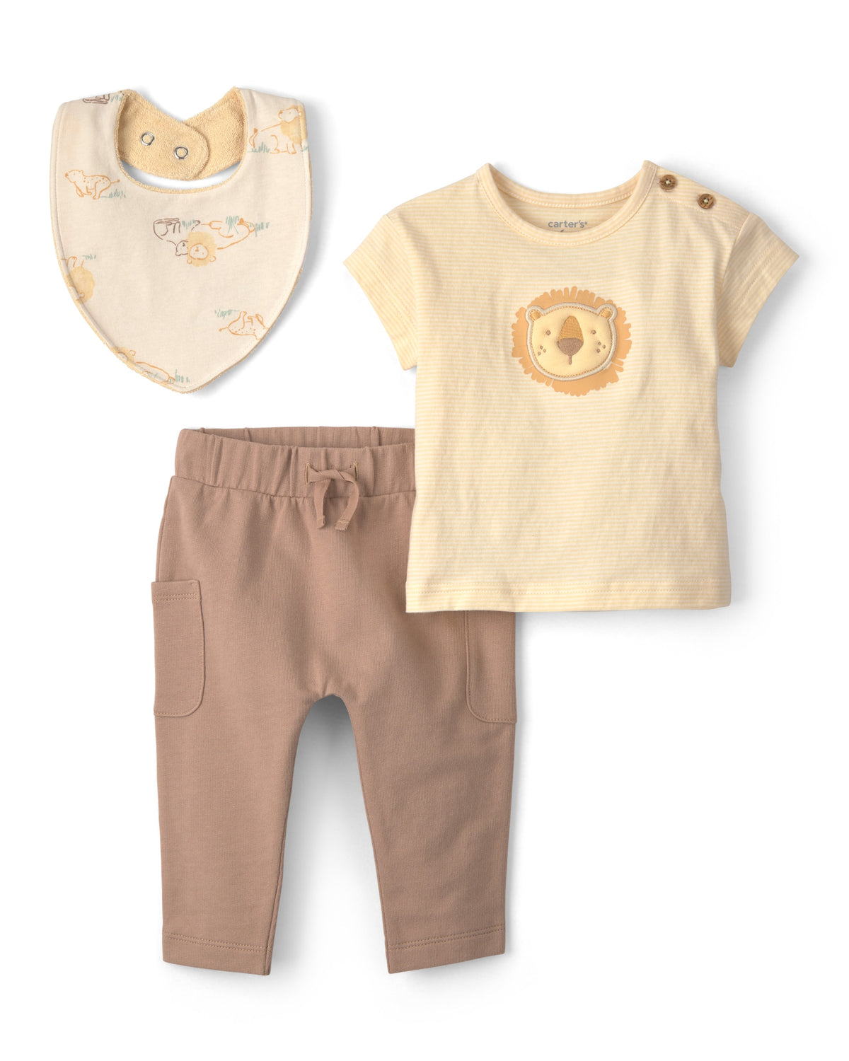 Conjunto de 3 Piezas Blusa y Pantalón de León - Café