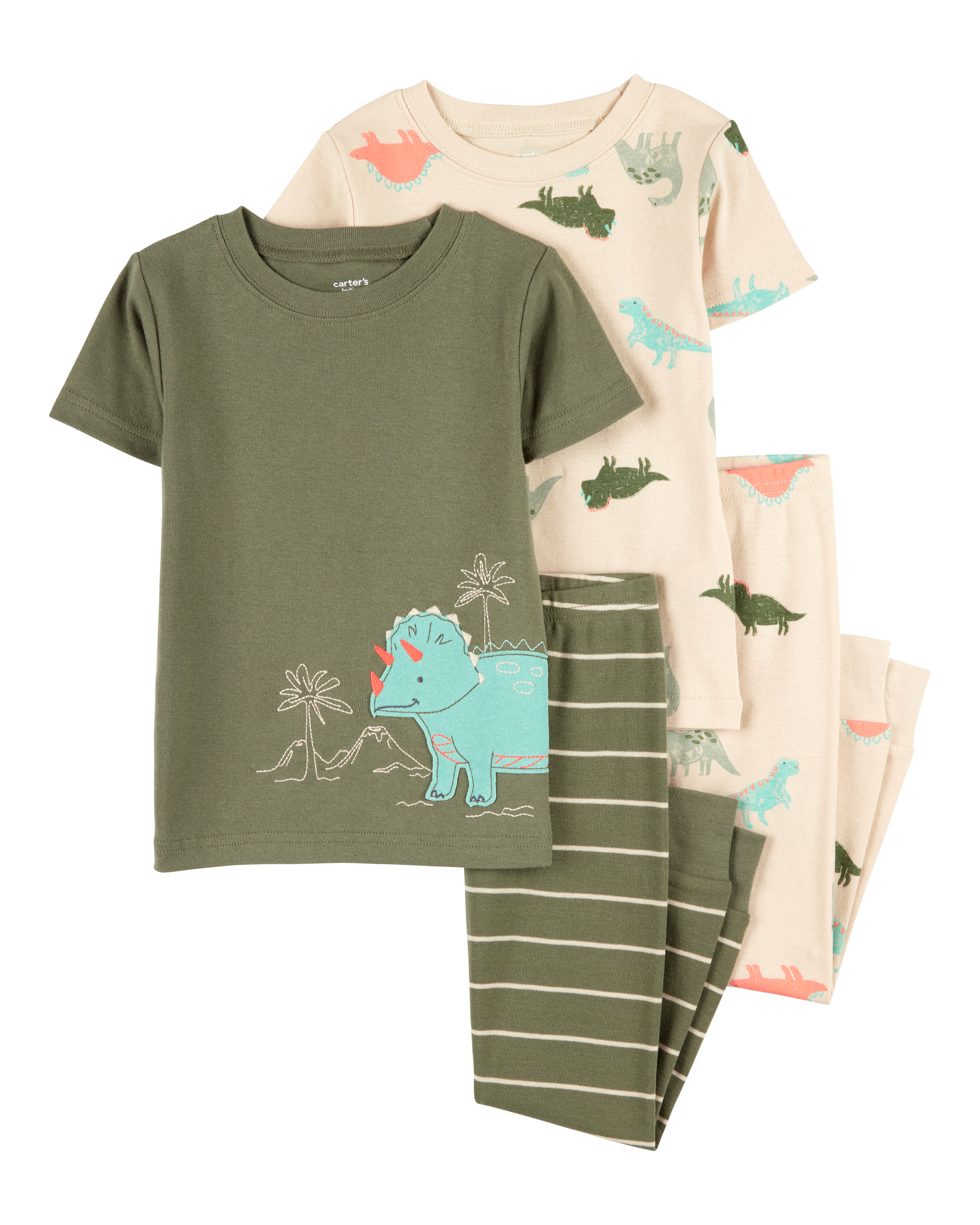 Pijama de 4 piezas de Algodón - Estampado Dinosaurios