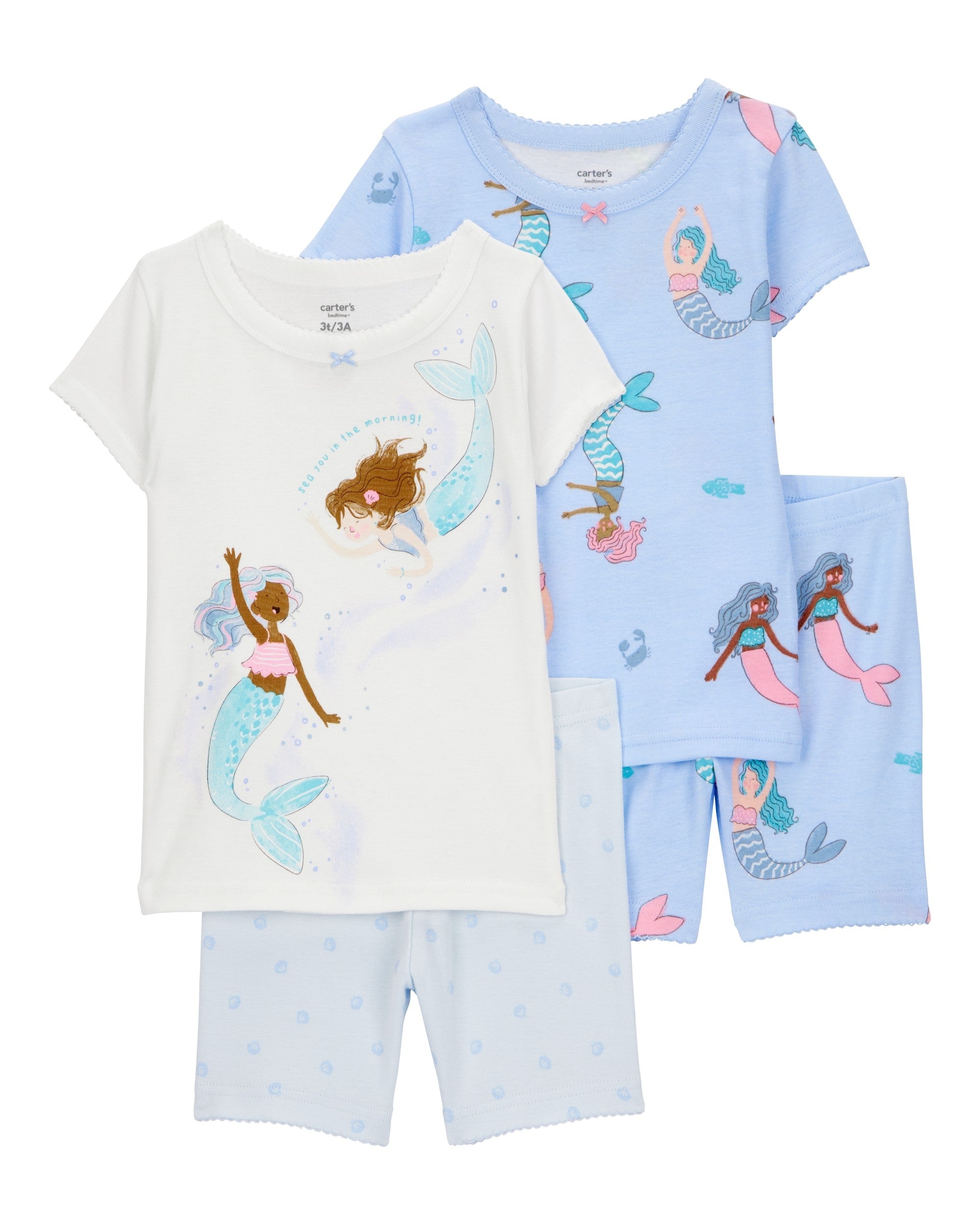 Pijama de 4 piezas de algodón de ajuste perfecto - Sirenita
