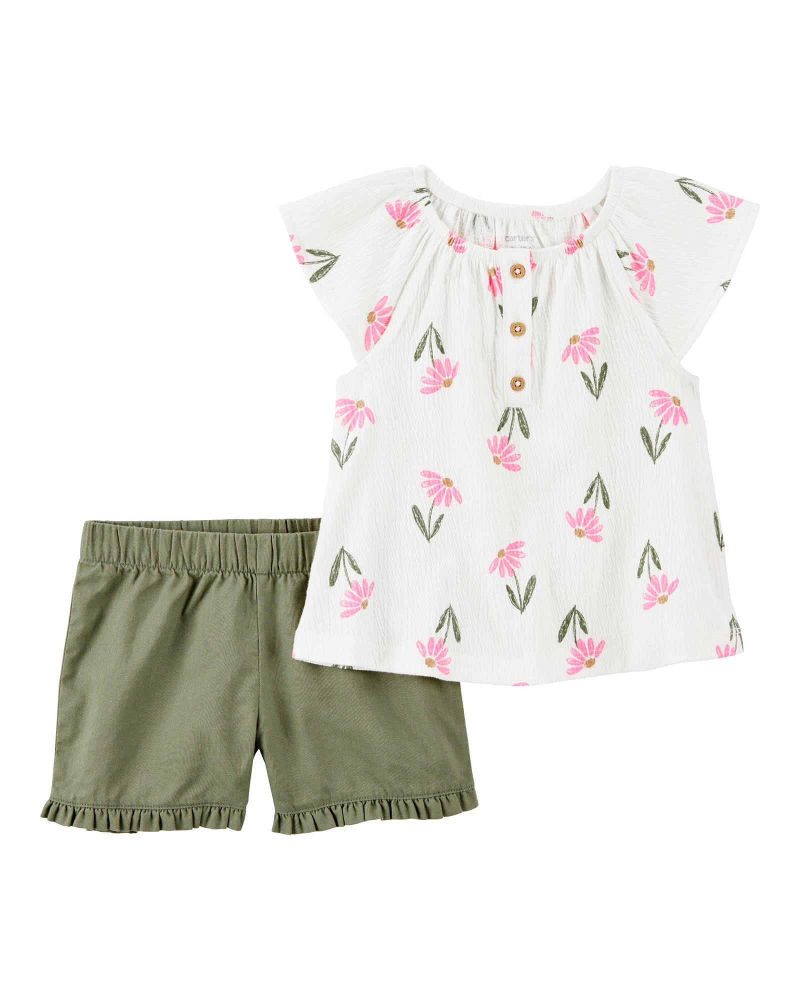 Conjunto de 2 piezas camisa y shorts - Flores