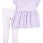 Conjunto de 2 piezas camisa tul y leggings - Limón