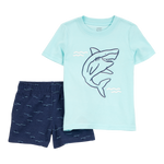 Conjunto de 2 piezas camisa y shorts - Tiburón - Azul