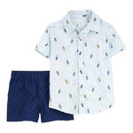 Conjunto de 2 piezas camisa de botones y shorts - Carros de carrera