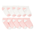 Paquete de 10 Pares de Calcetines Cortos - Blanco/Rosado