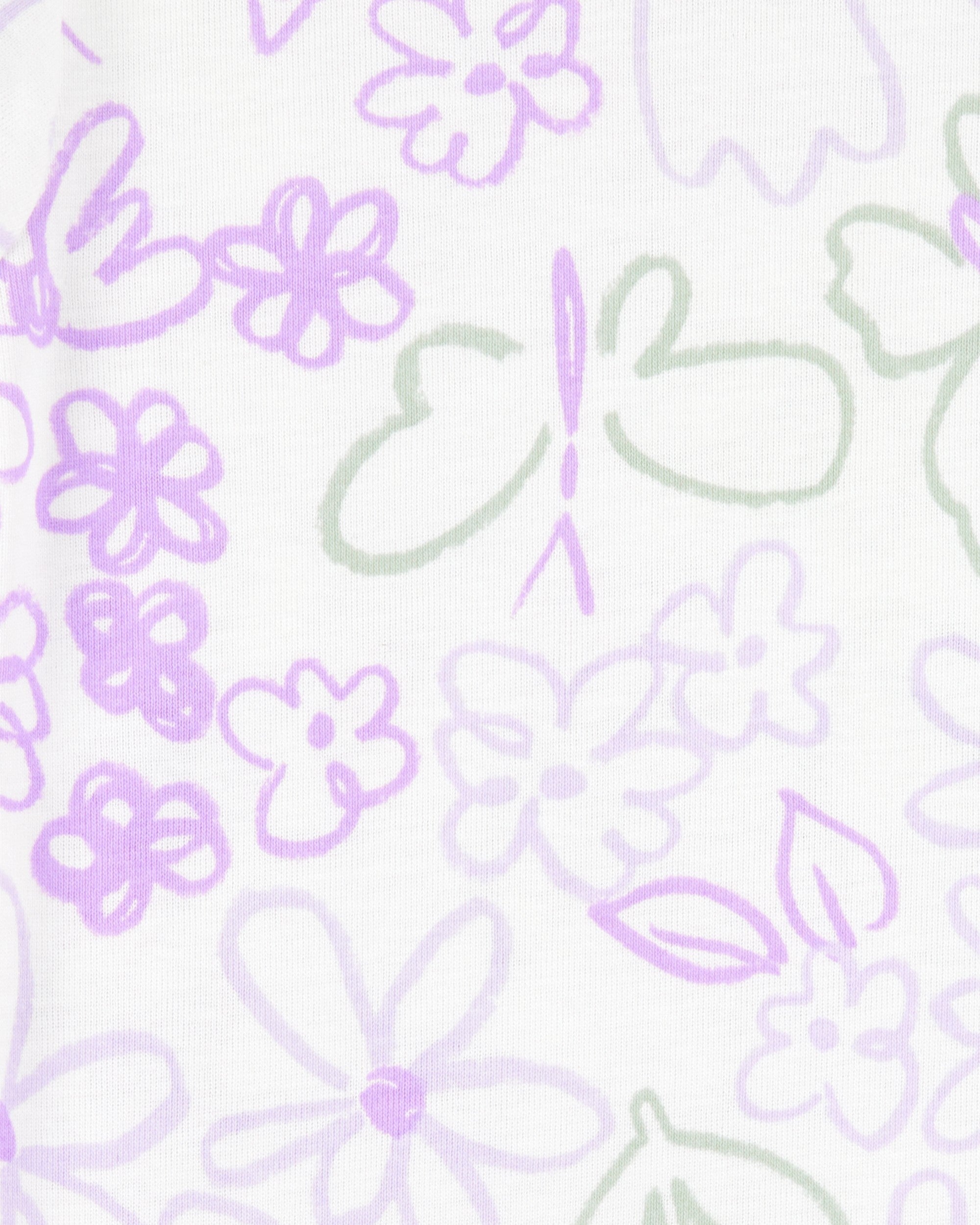 Pijama de 4 piezas de Algodón - Estampado Flores y Mariposas