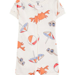 Pijama De Cangrejo De Playa 100% Algodón Ajuste Perfecto - Blanco