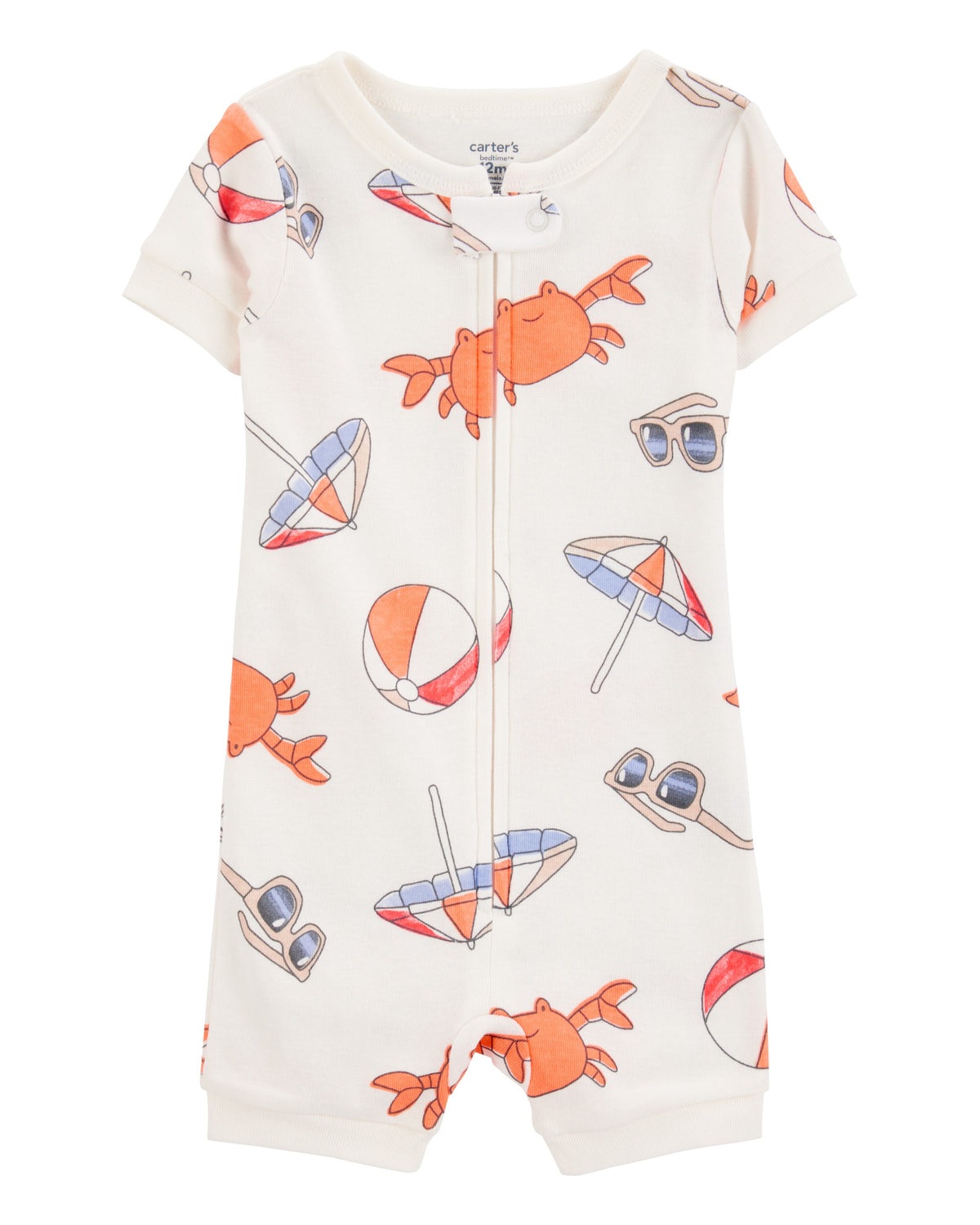 Pijama De Cangrejo De Playa 100% Algodón Ajuste Perfecto - Blanco
