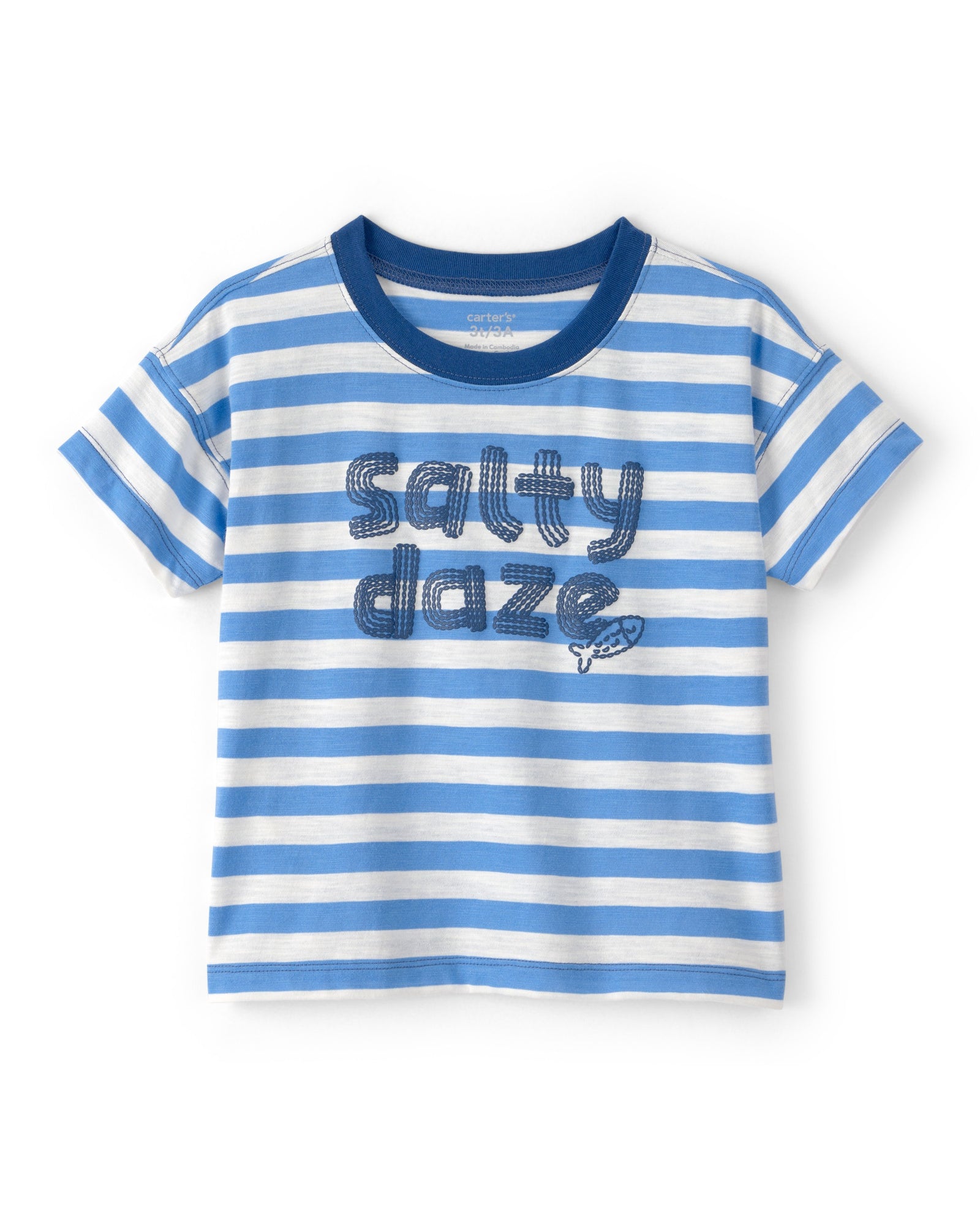 Playera Manga Corta - Rayas Con Gráfico 'Salty Daze'