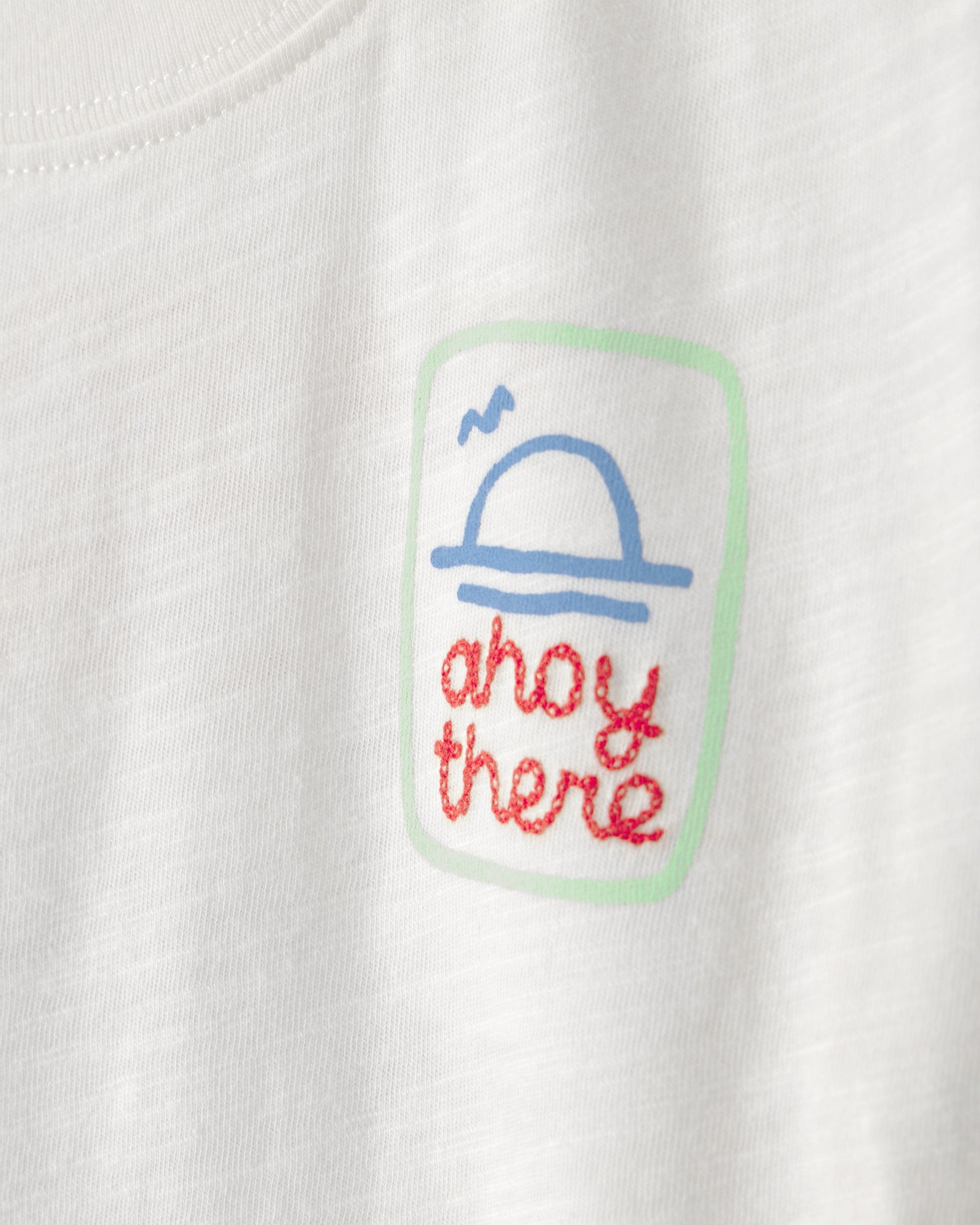 Playera Manga Corta - Gráfico 'Ahoy There' Blanca