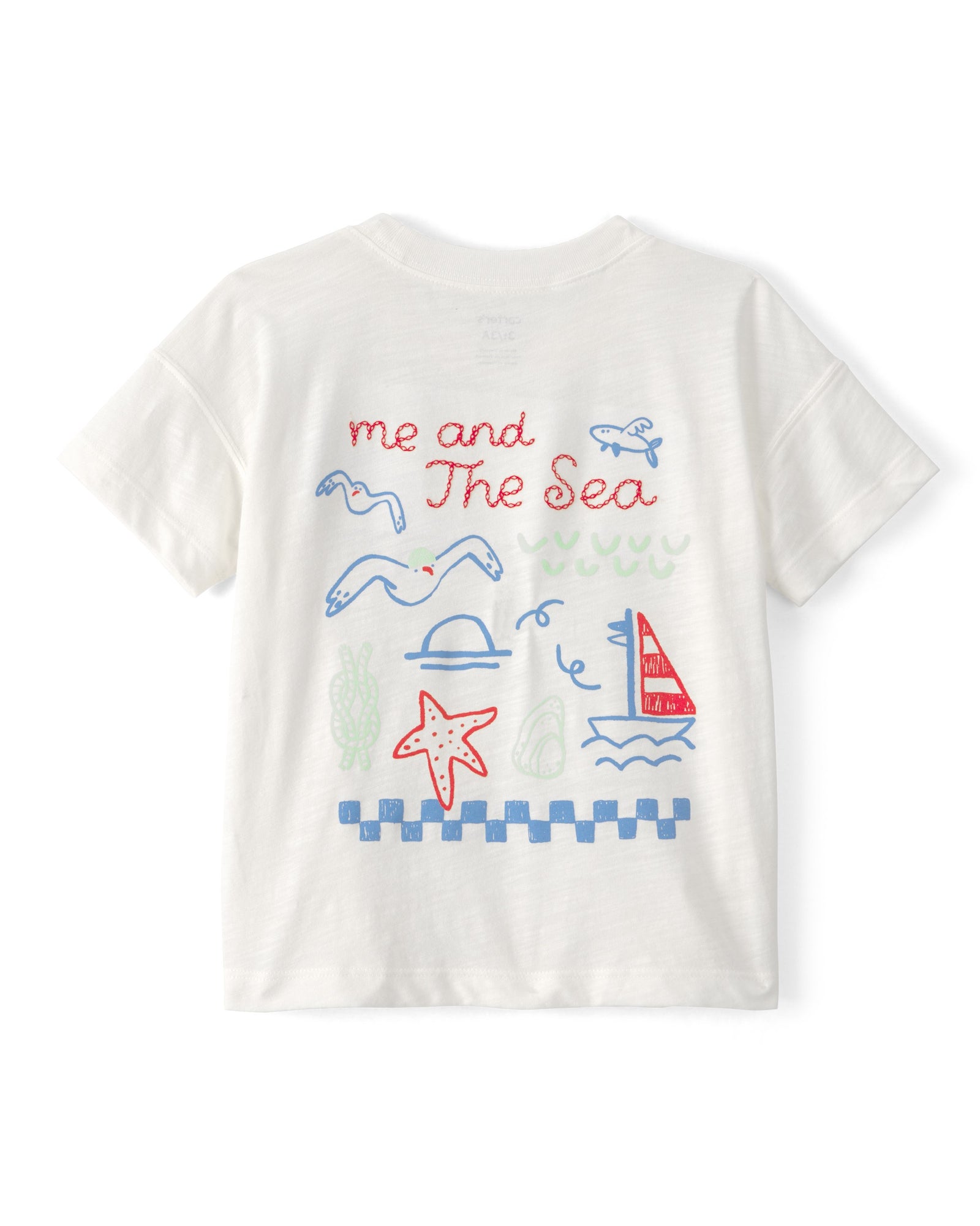 Playera Manga Corta - Gráfico 'Ahoy There' Blanca