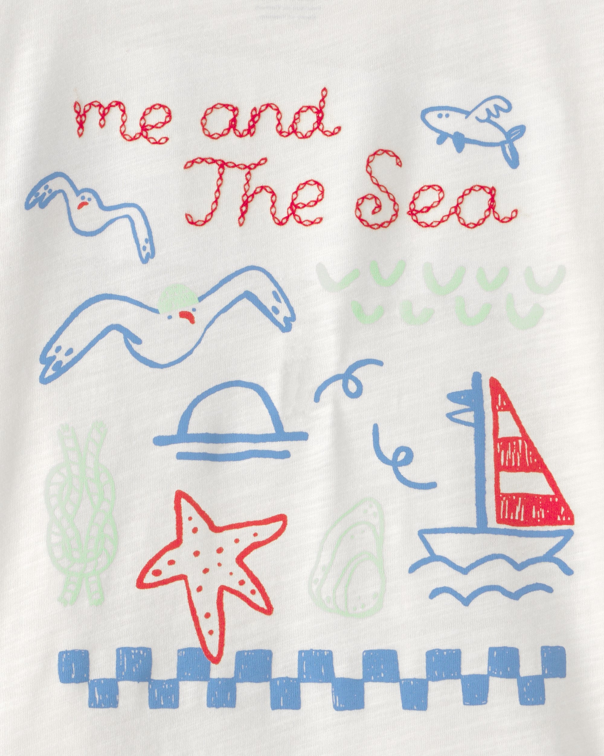 Playera Manga Corta - Gráfico 'Ahoy There' Blanca