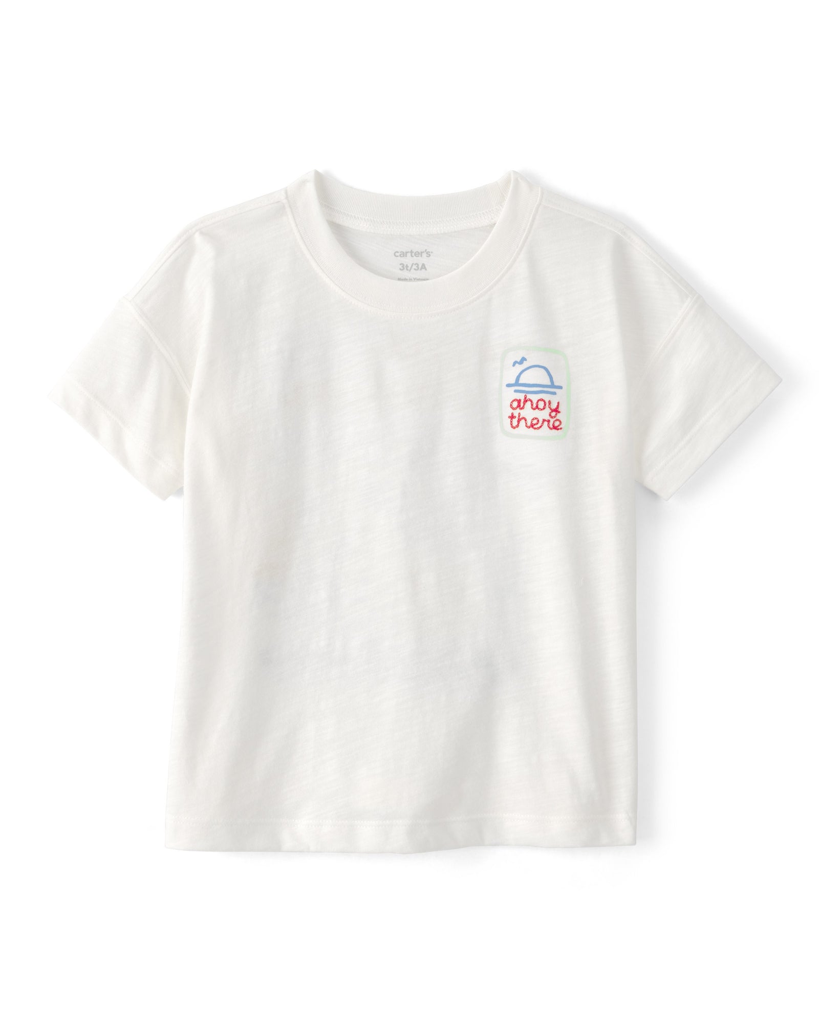 Playera Manga Corta - Gráfico 'Ahoy There' Blanca