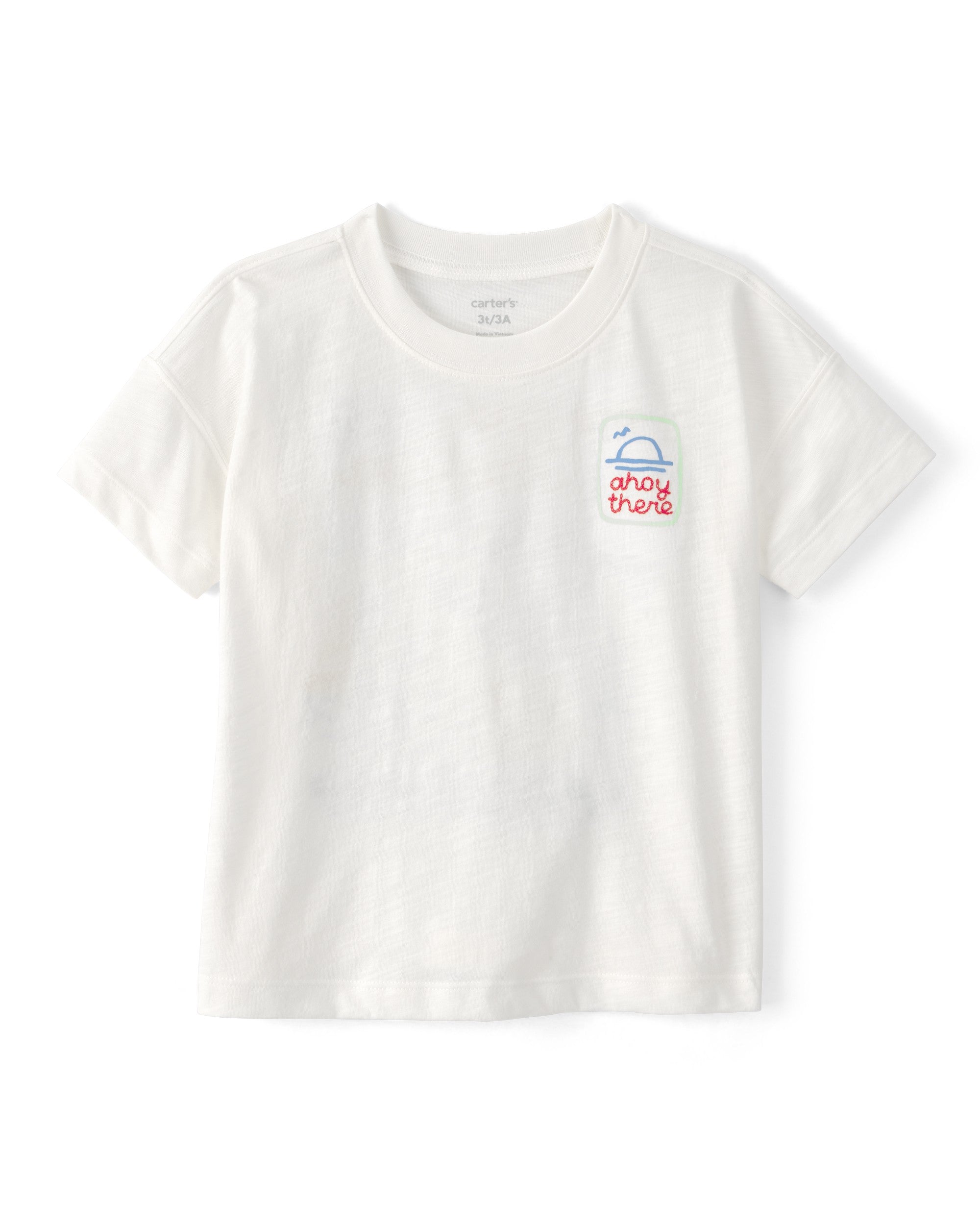 Playera Manga Corta - Gráfico 'Ahoy There' Blanca