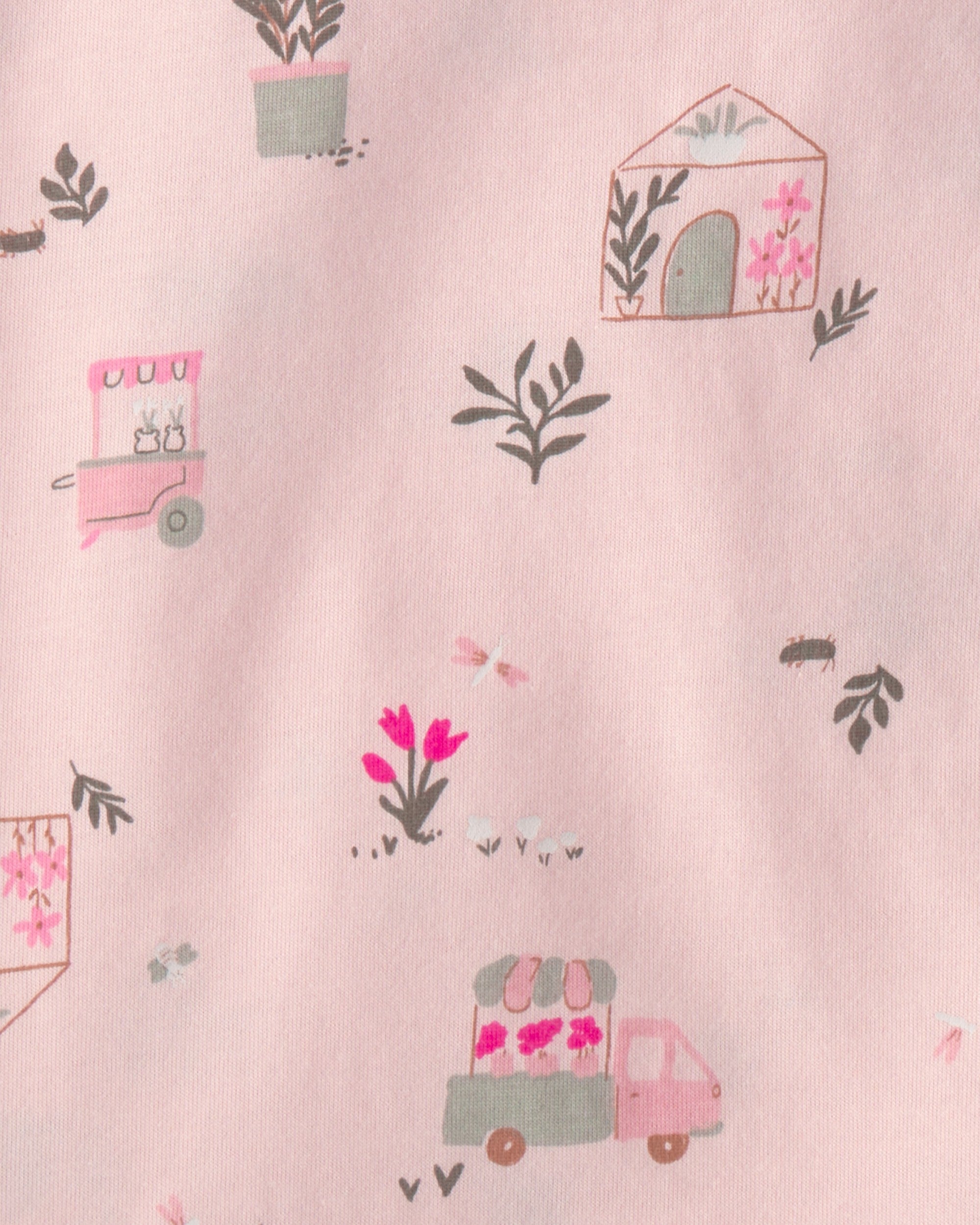 Conjunto de 2 piezas camisa y shorts - camión de flores - rosados