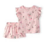 Conjunto de 2 piezas camisa y shorts - camión de flores - rosados