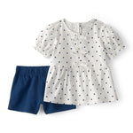 Conjunto De 2 Piezas De Blusa Con Lunares Y Short