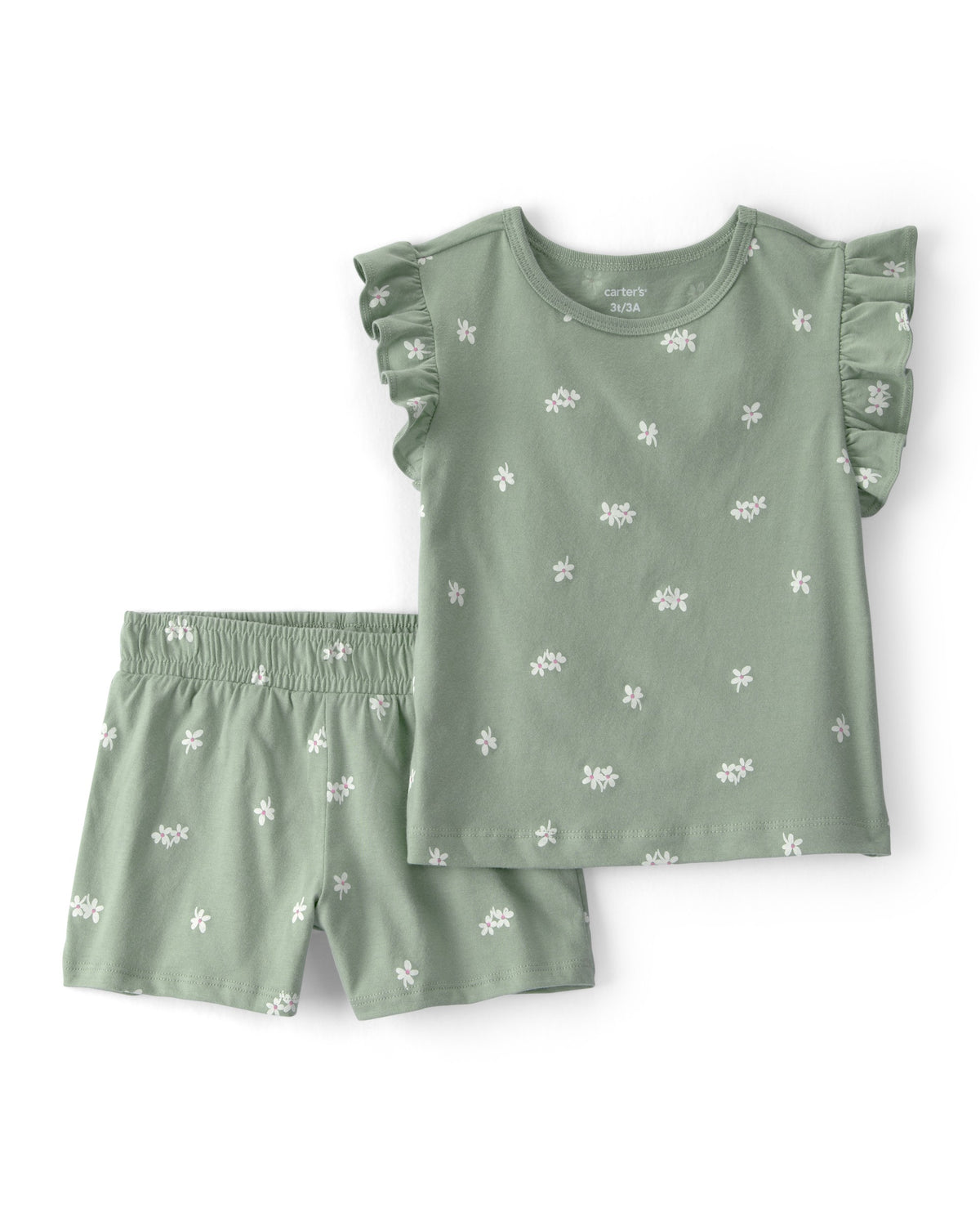 Conjunto De 2 Piezas De Playera Y Short Floral Verde - Multi
