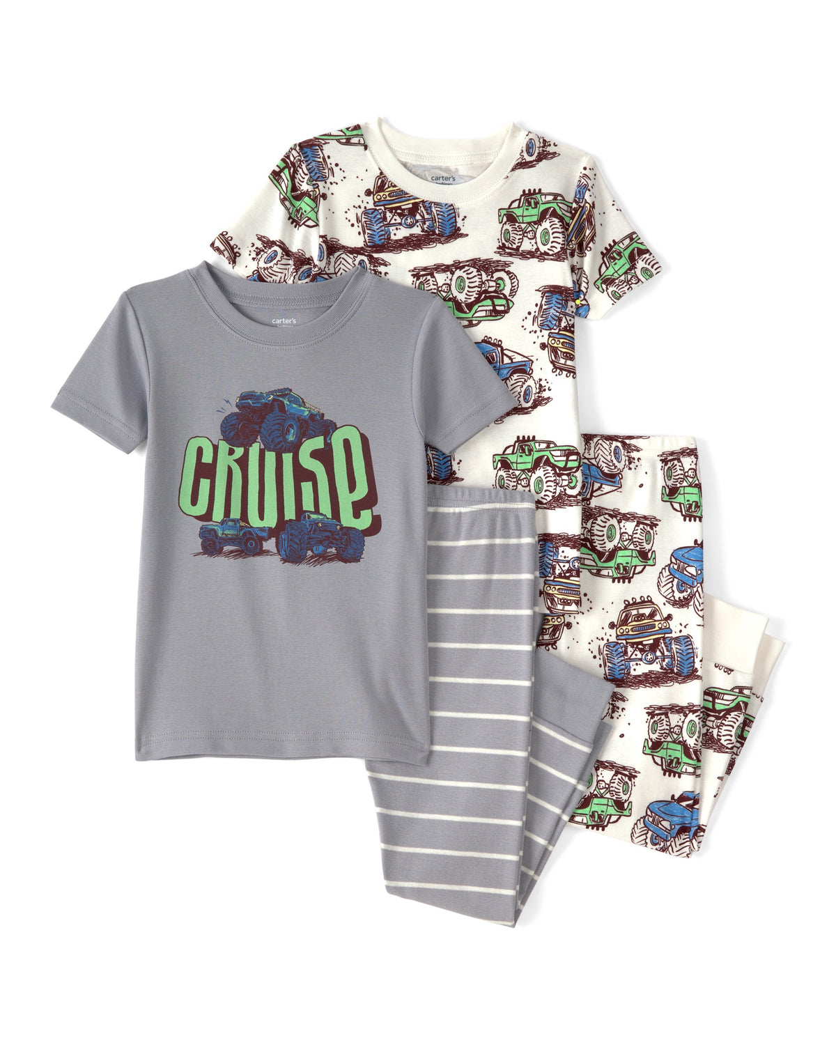 Pijama De Algodón 4 Piezas Con Camión - Multi