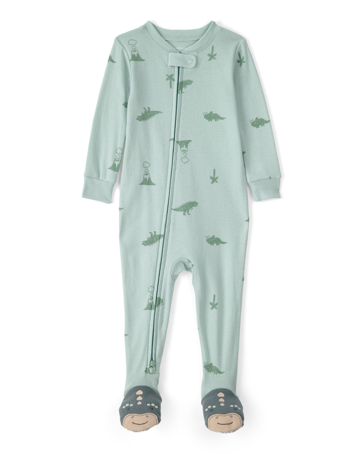 Pijama de 1 Pieza de Algodón 100% Ajuste Ceñido - Dinosaurios - Verde