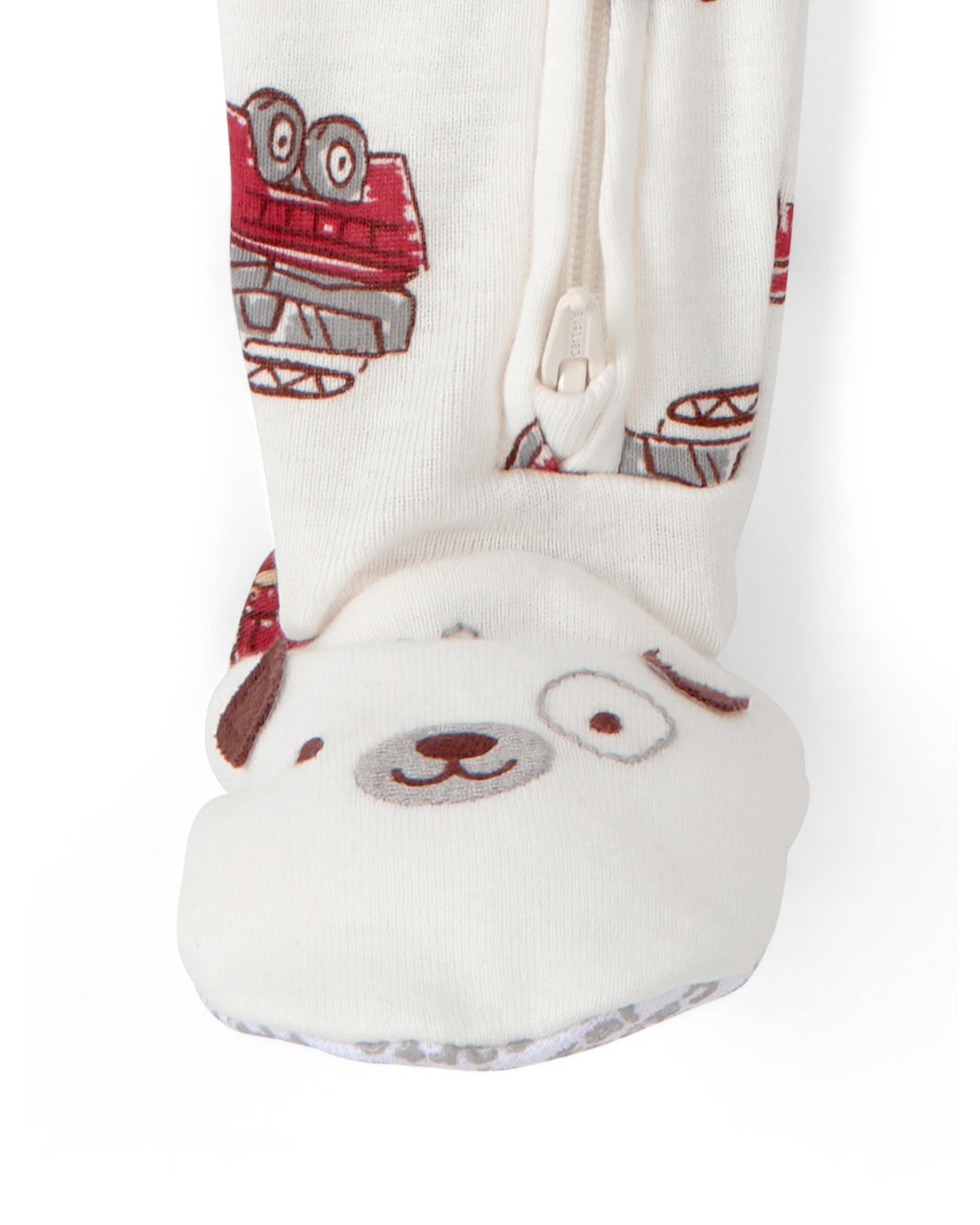 Pijama de 1 Pieza de Algodón 100% Ajuste Ceñido - Camión de Bomberos - Blanco