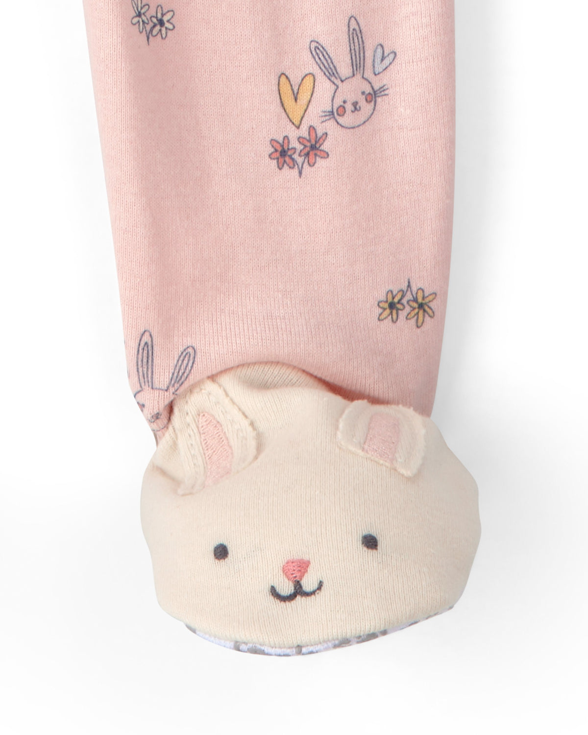 Pijama de 1 Pieza de Algodón 100% Ajuste Ceñido - Conejito de Pascua - Rosado