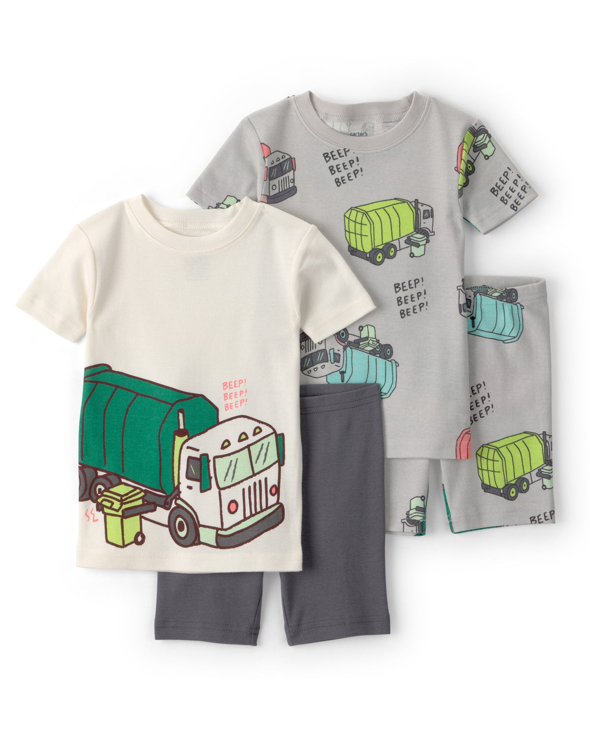 Pijama de 4 Piezas de Algodón 100% Manga Corta - Camión de Basura - Gris