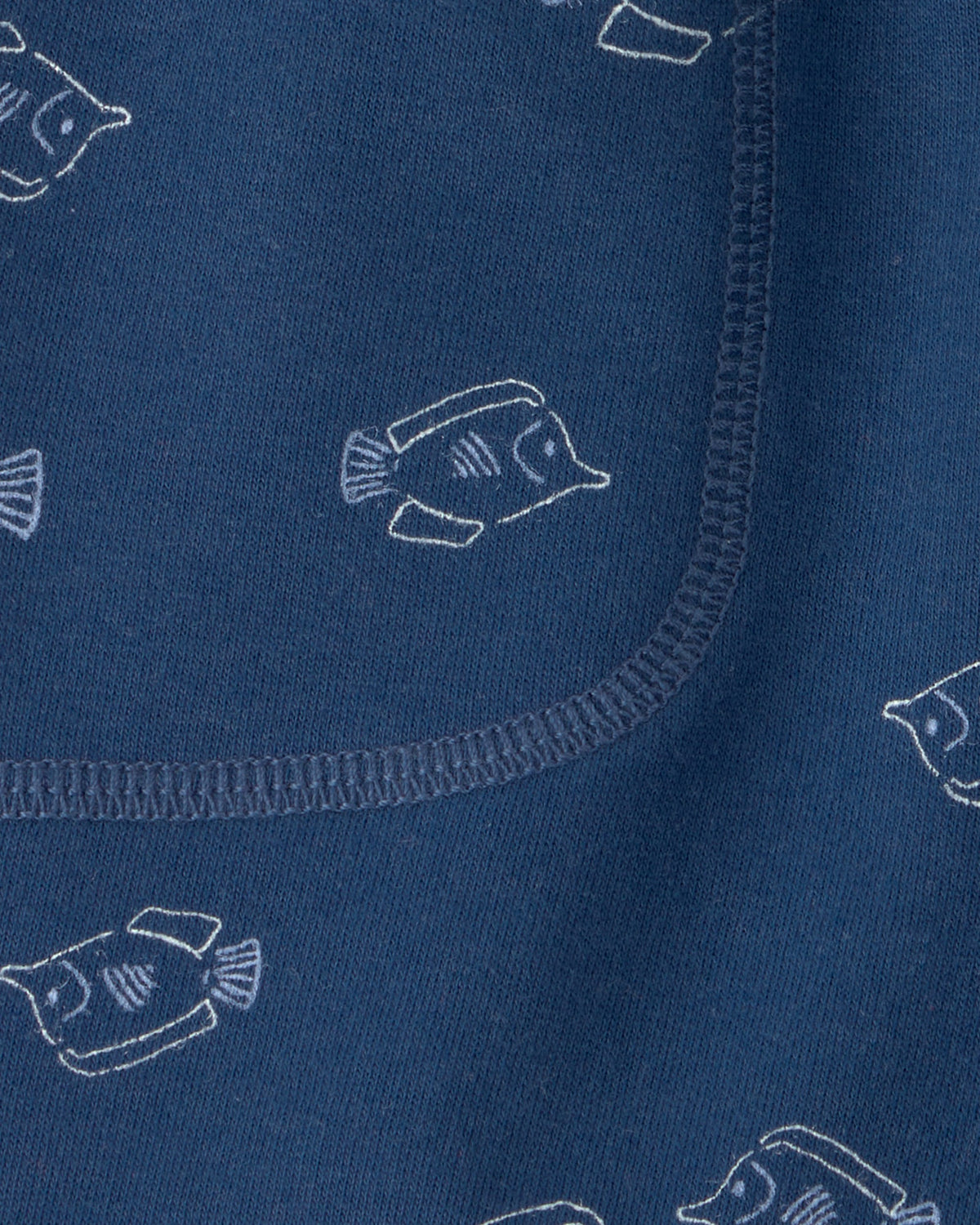 Short de Felpa Francesa Estampado de Peces - Azul