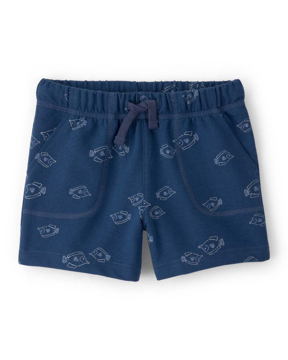 Short de Felpa Francesa Estampado de Peces - Azul