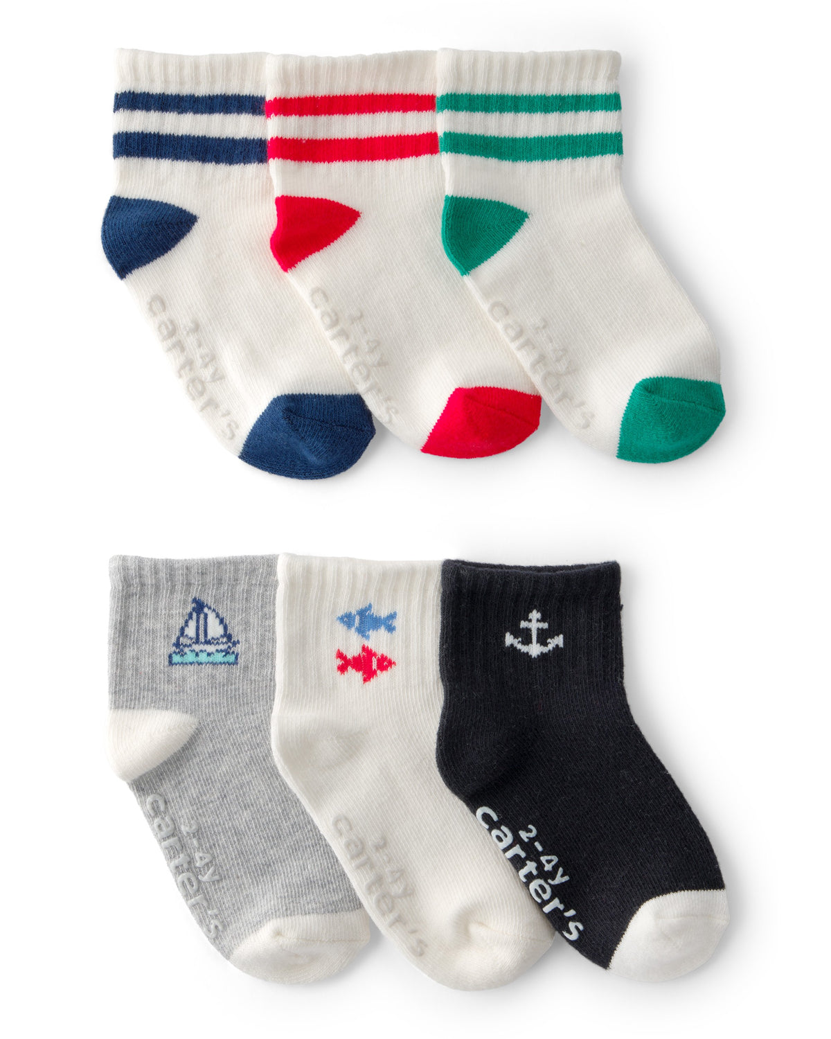 Paquete De 6 Pares De Calcetines Estampado Marino - Multi