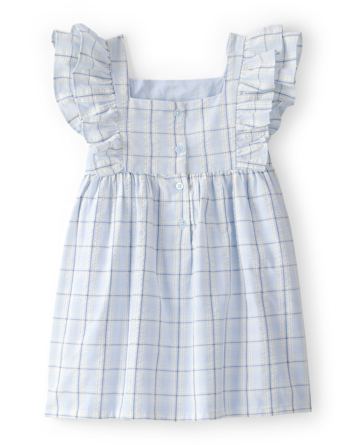 Vestido Con Volantes A Cuadros Azul - Multi