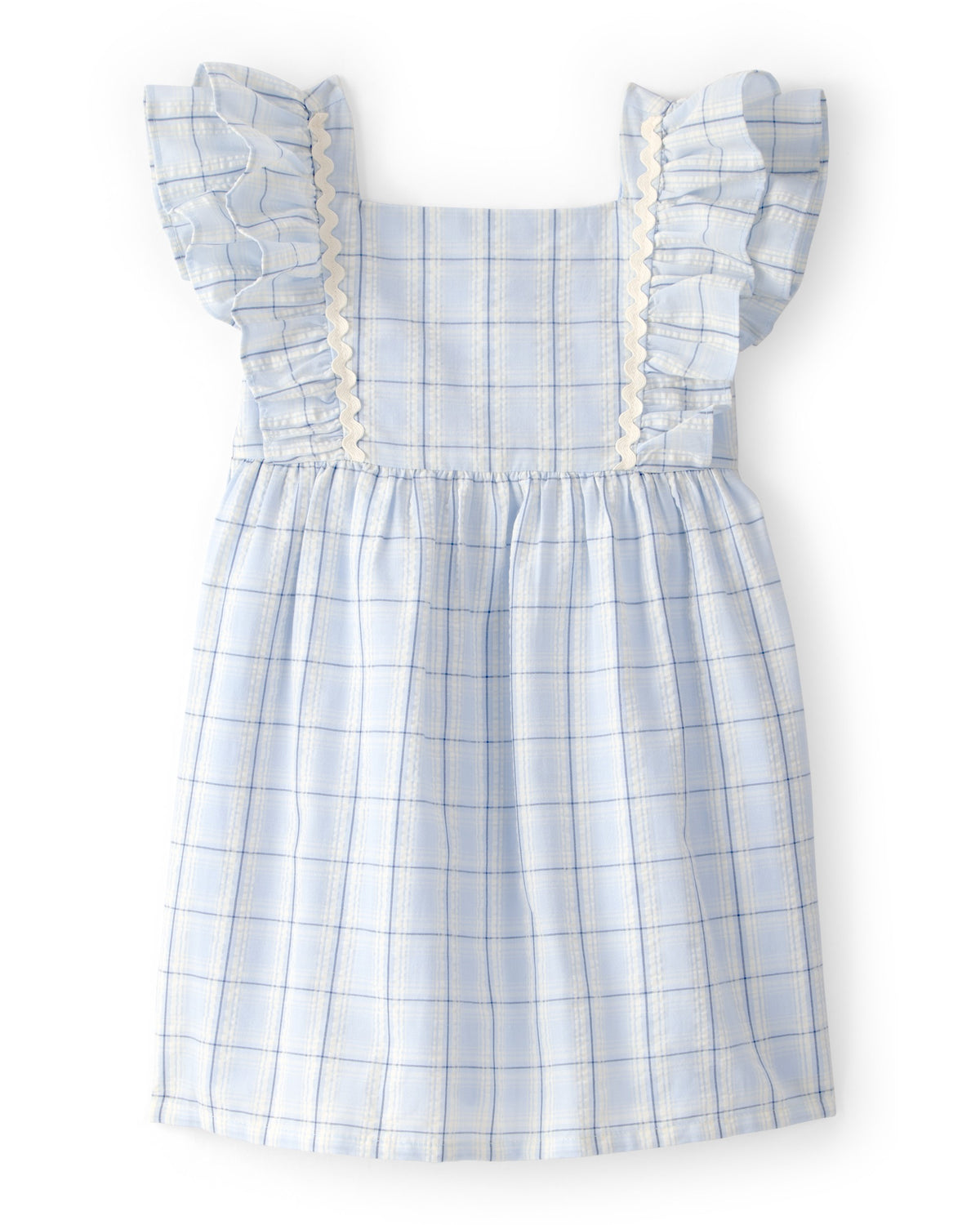 Vestido Con Volantes A Cuadros Azul - Multi