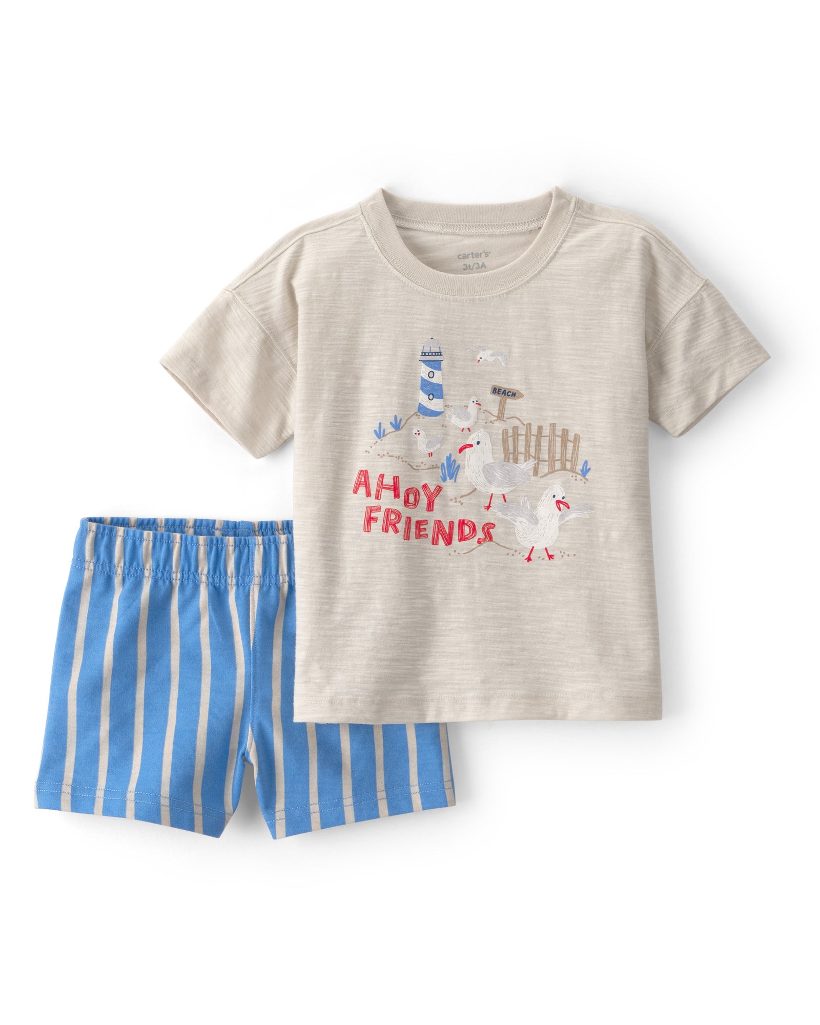 Conjunto De 2 Piezas De Playera Con Gaviota Y Short