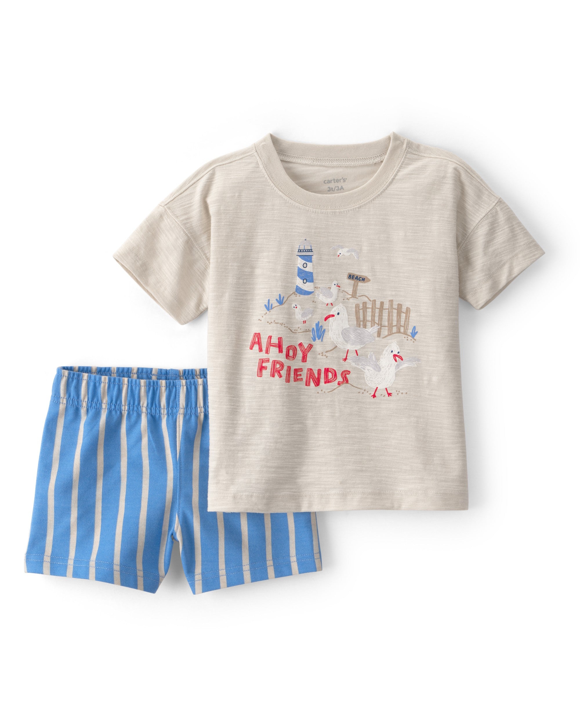 Conjunto De 2 Piezas De Playera Con Gaviota Y Short